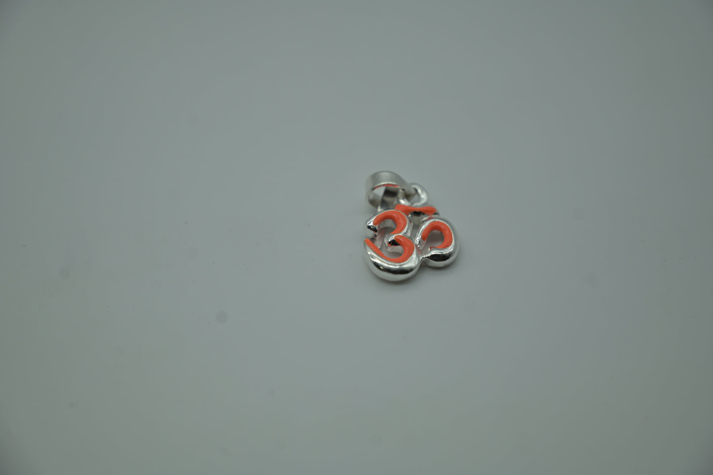 Sterling Silver Om Pendant with Saffron Enamel