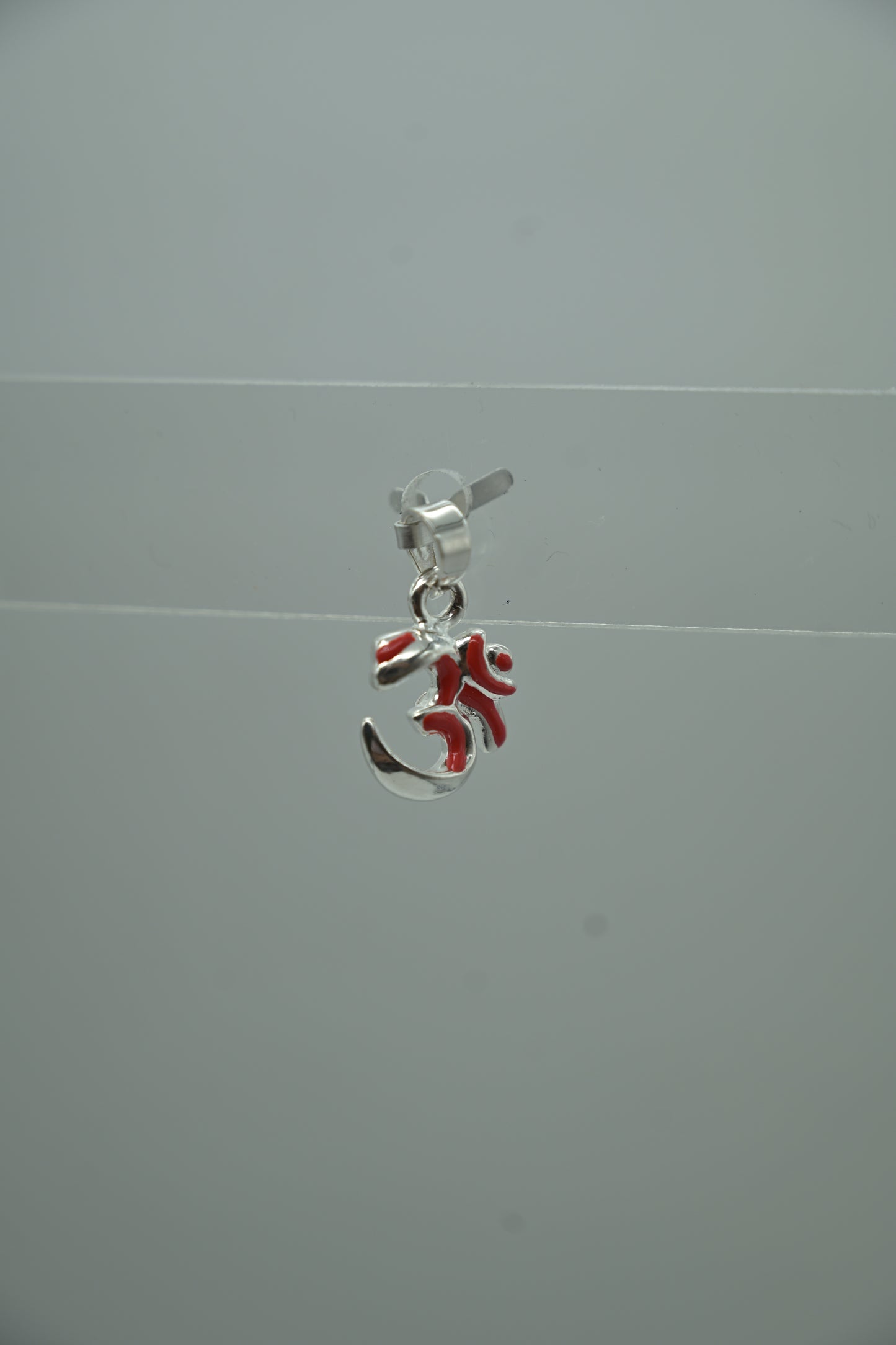 Sterling Silver Om with Crescent Moon Pendant