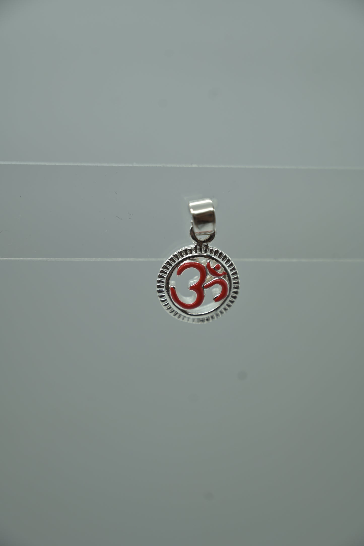 Sterling Silver Red Enamel Om Pendant