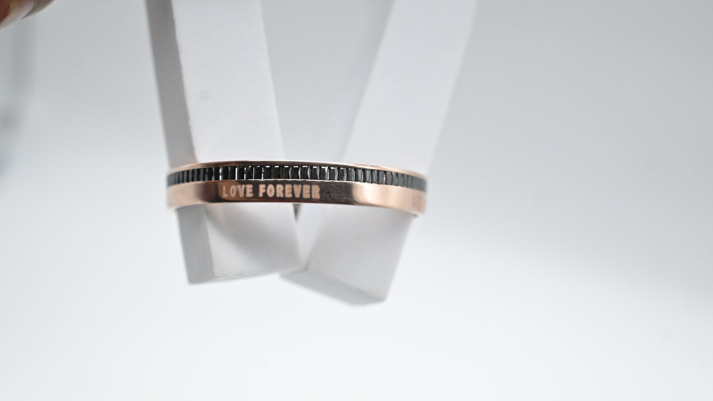 Sterling Silver Rose Gold “Love Forever” Bangle