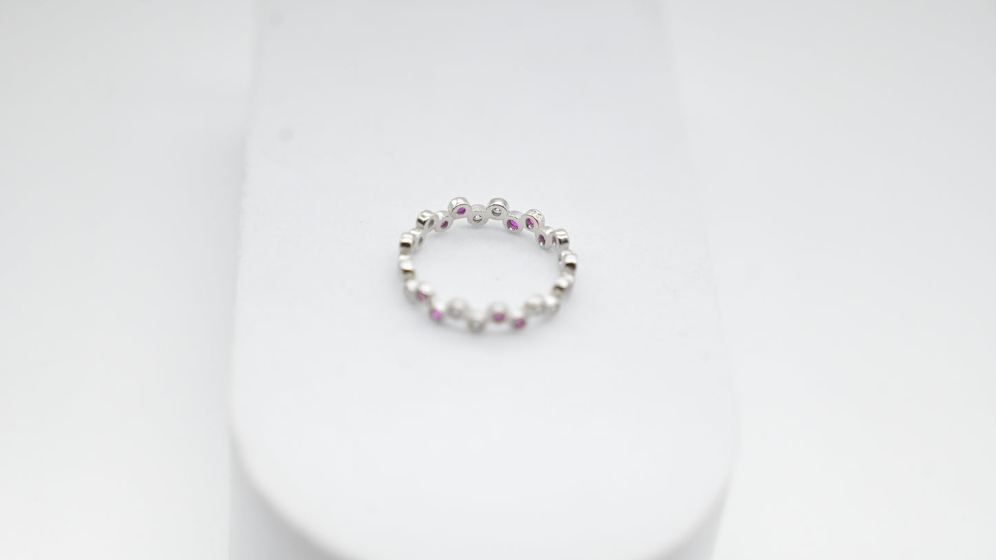 Sterling Silver Dainty Beaded Band Ring