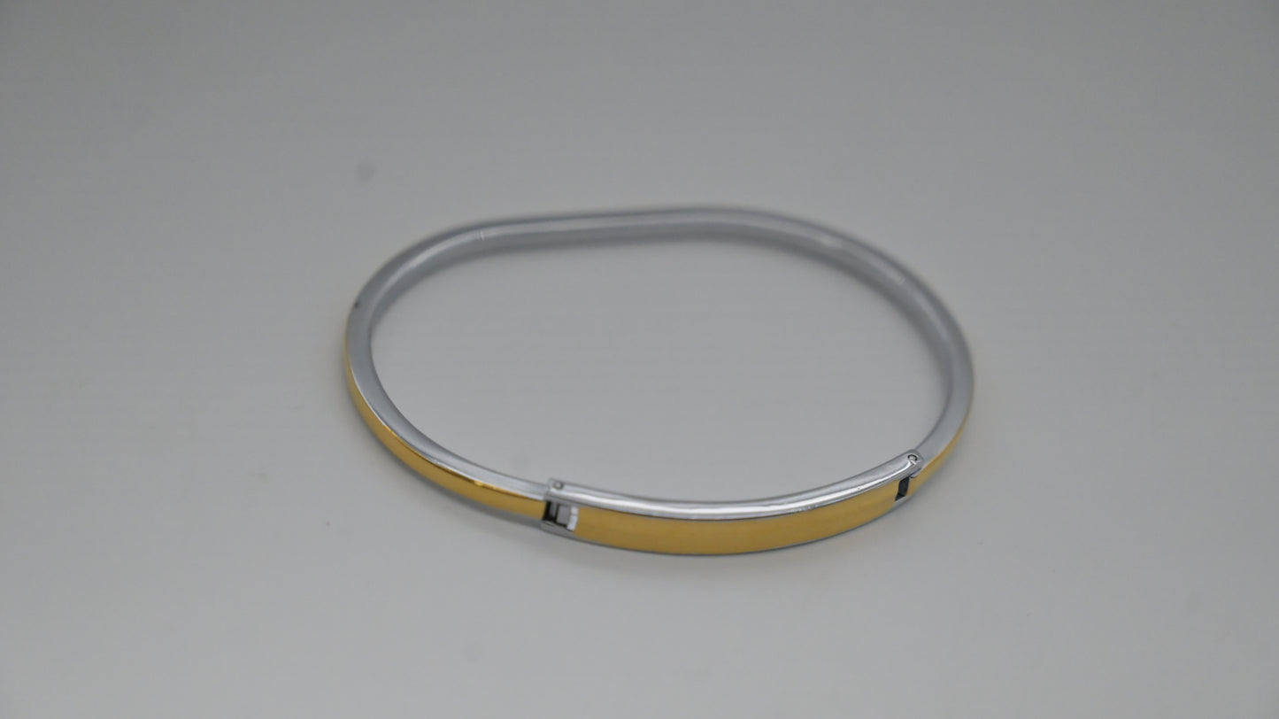 Sterling Silver & 18K Gold Plated Sleek Bangle