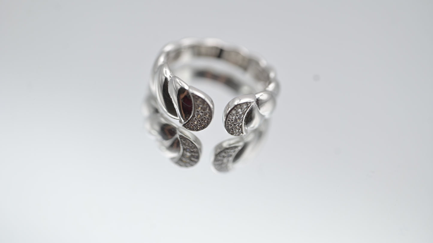 Miora 925 Sterling Silver Adjustable Leaf Wrap Ring