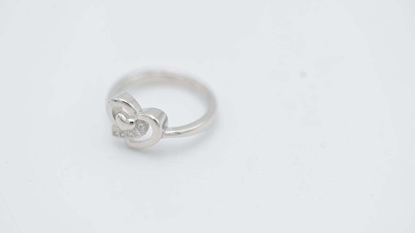 Sterling Silver Twin Heart Ring