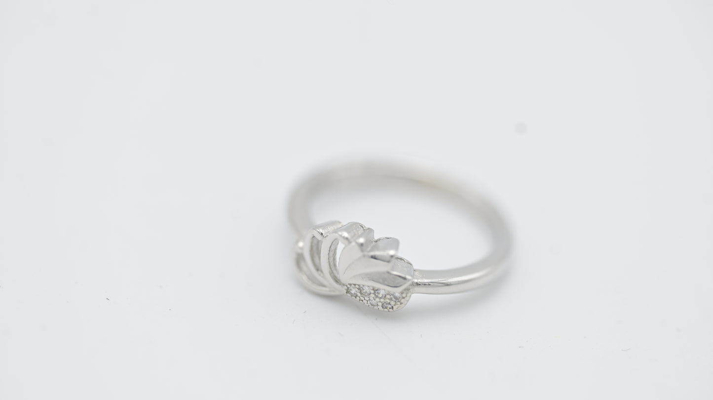 Sterling Silver Crown Leaf Ring