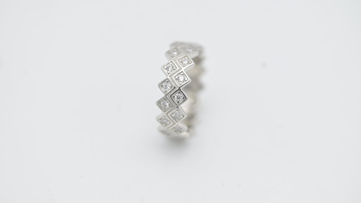 Sterling Silver Chevron Eternity Band Ring