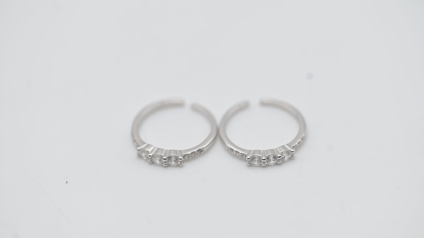 Sterling Silver Classic Solitaire CZ Adjustable Toe Rings