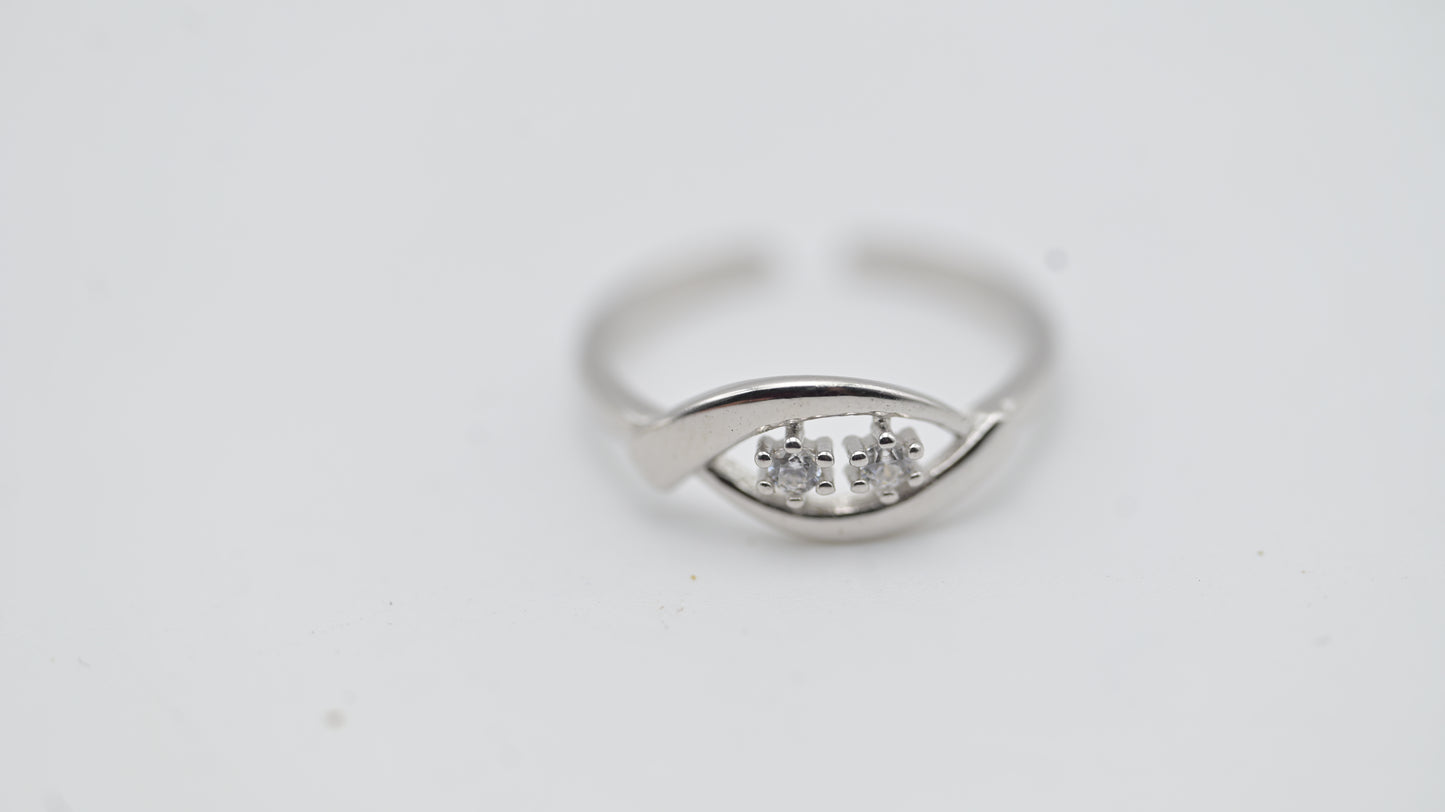 Sterling Silver Elegant Dual-Stone Toe Ring