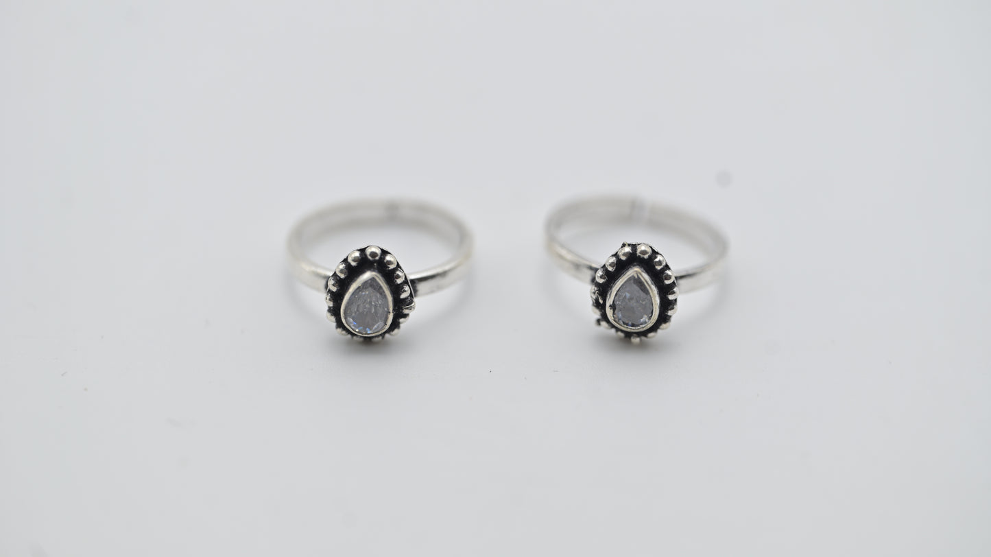 Sterling Silver Traditional Pear-Shaped Toe Rings