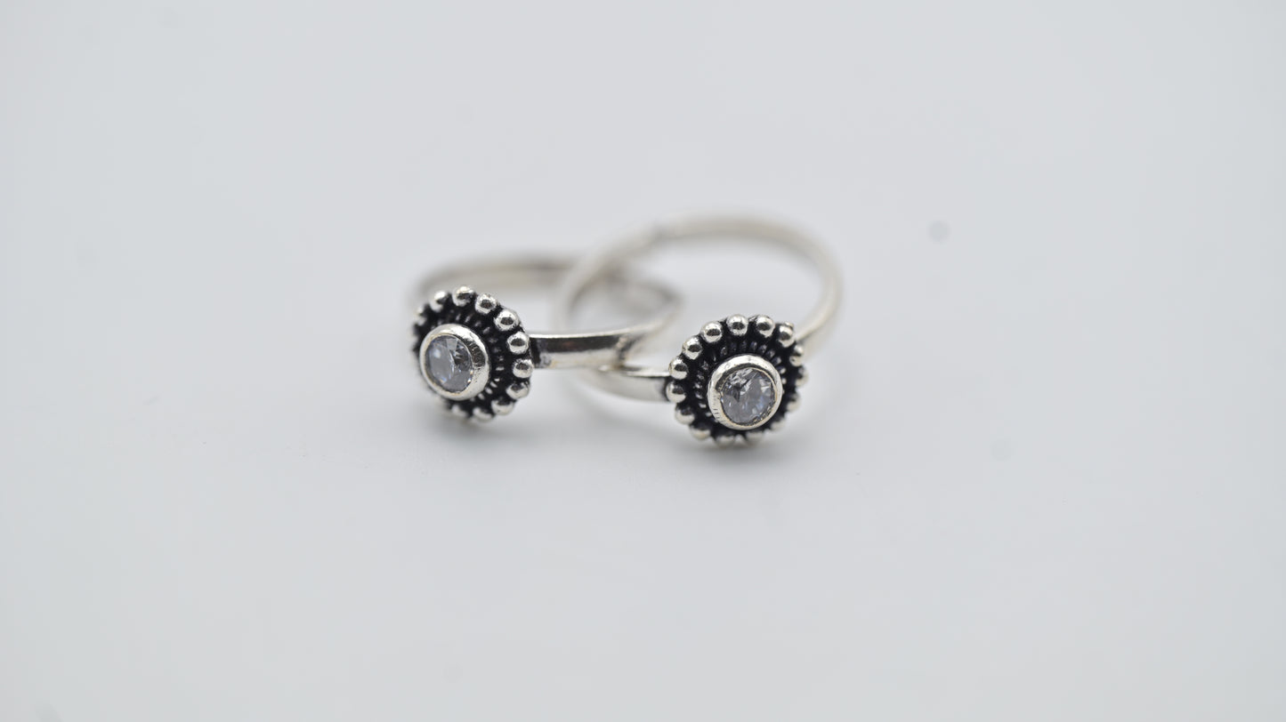 Sterling Silver Floral Motif Adjustable Toe Rings