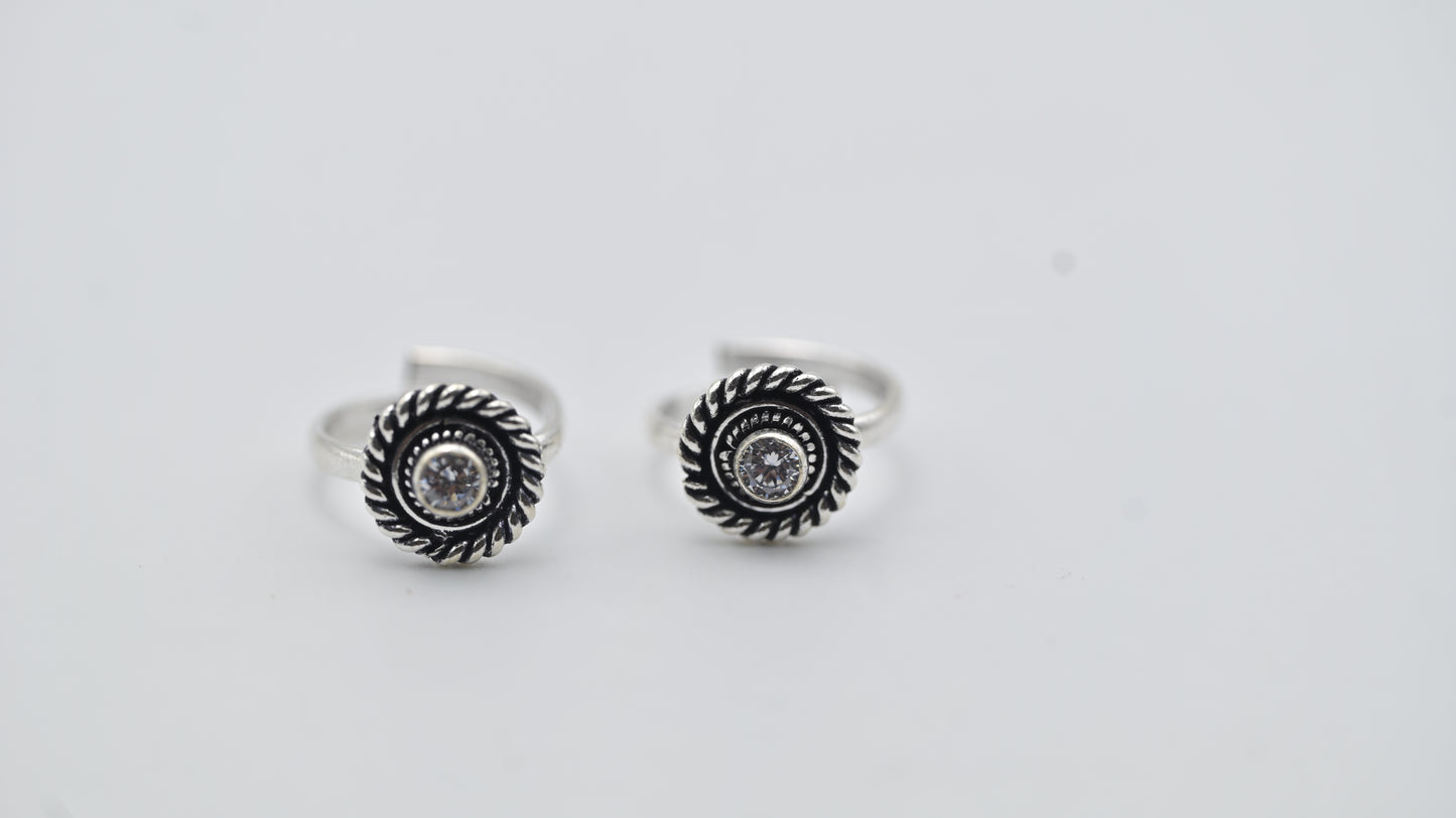Sterling Silver Spiral Bezel Toe Rings