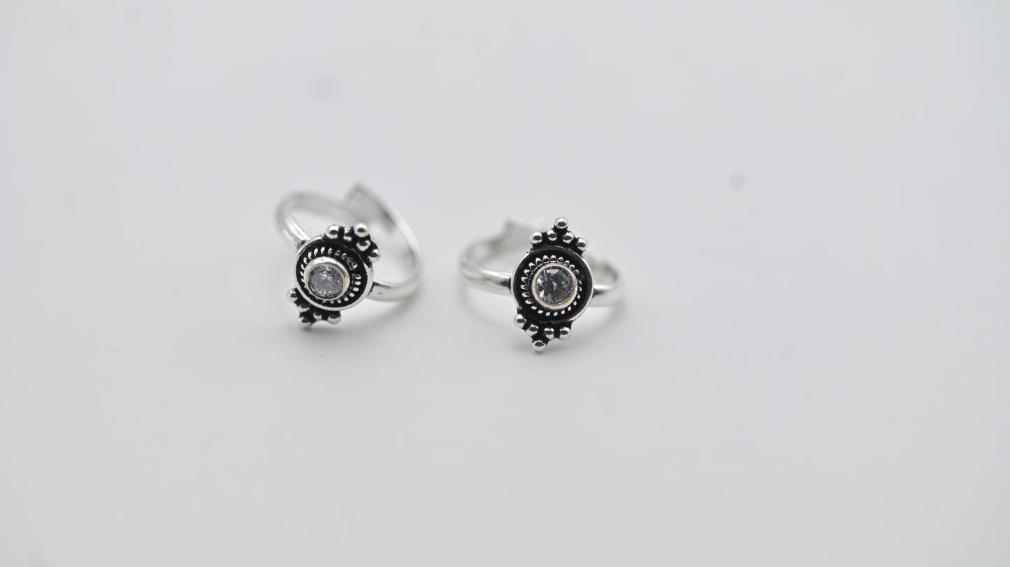 Sterling Silver Oxidised Floral Toe Rings
