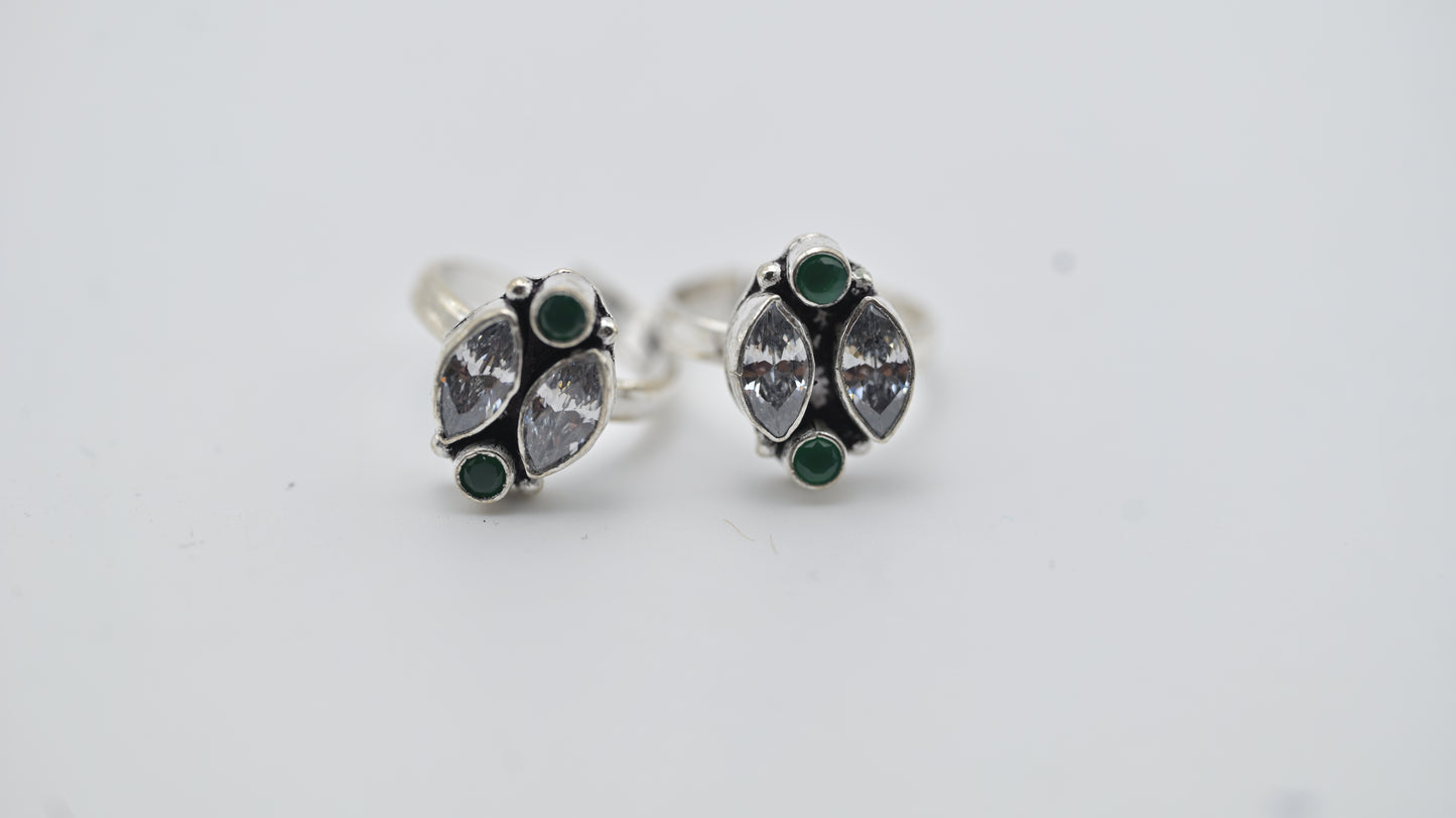 Sterling Silver Dual Leaf Toe Rings