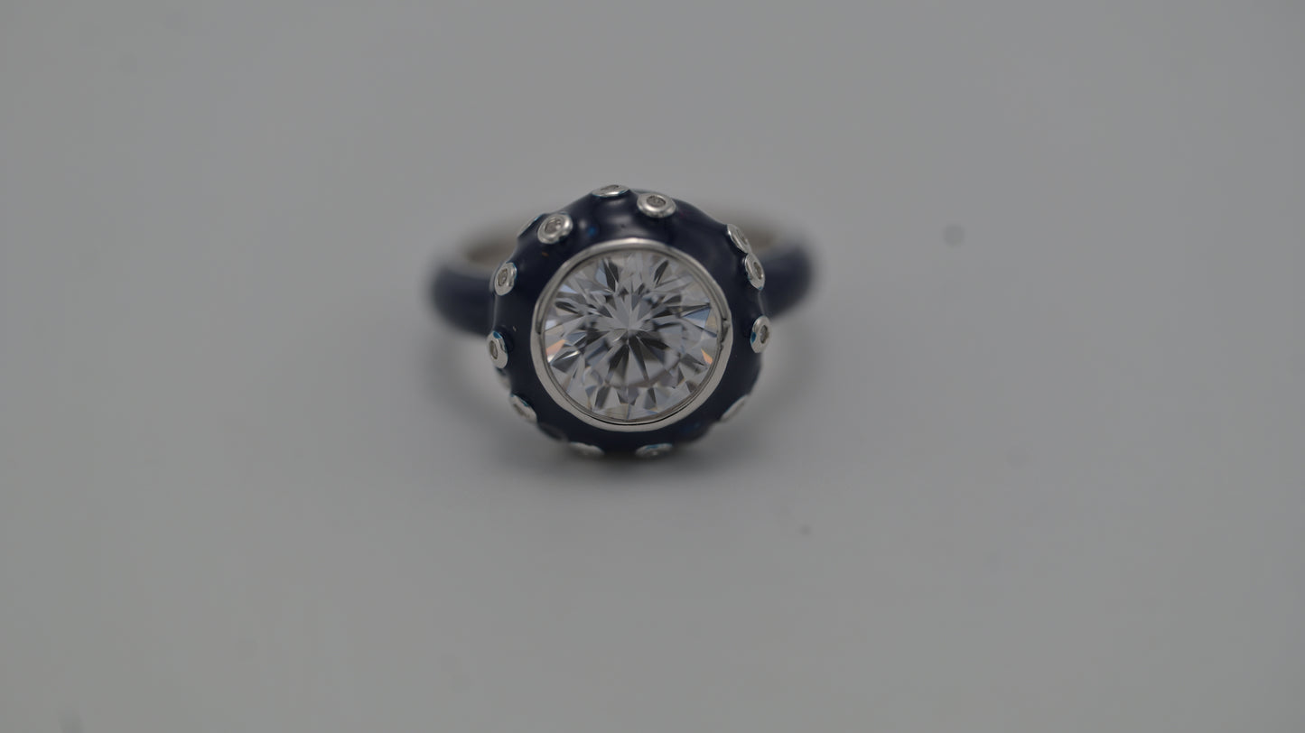 Sterling Silver Midnight Halo Ring