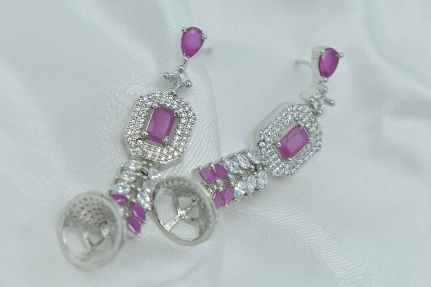 Royal Plum Radiance Jhumka Earrings with CZ