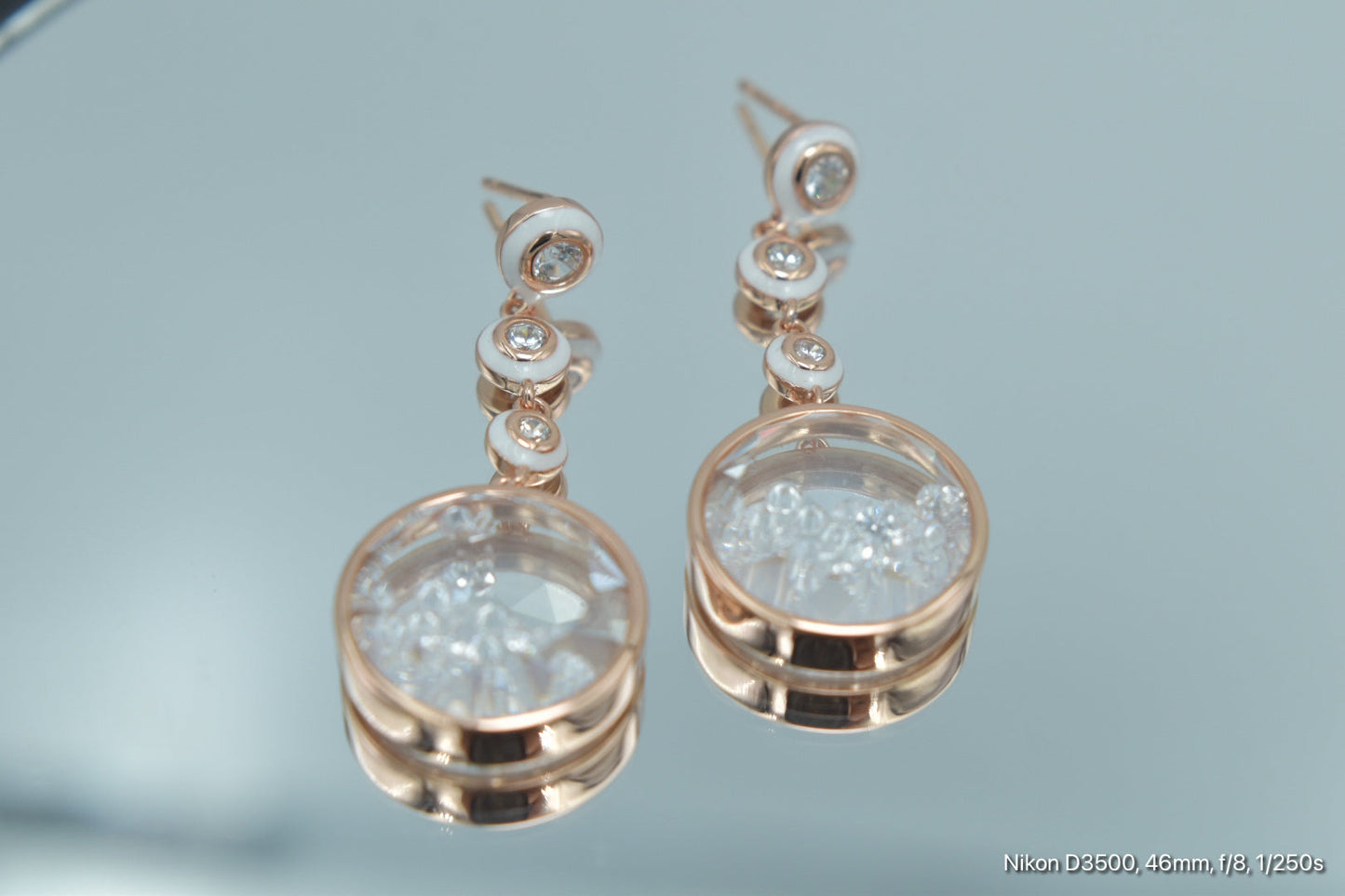 Floating Crystal Dome Drop Earrings
