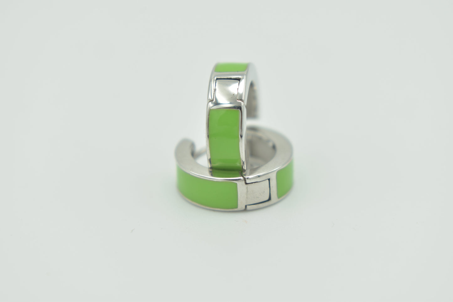Lime Green Enamel Huggie Hoops