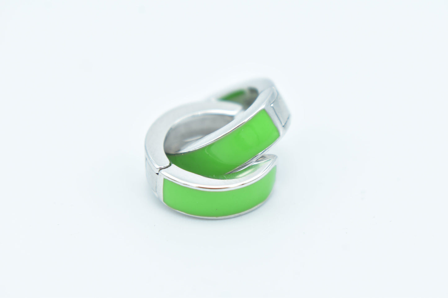 Lime Green Enamel Huggie Hoops