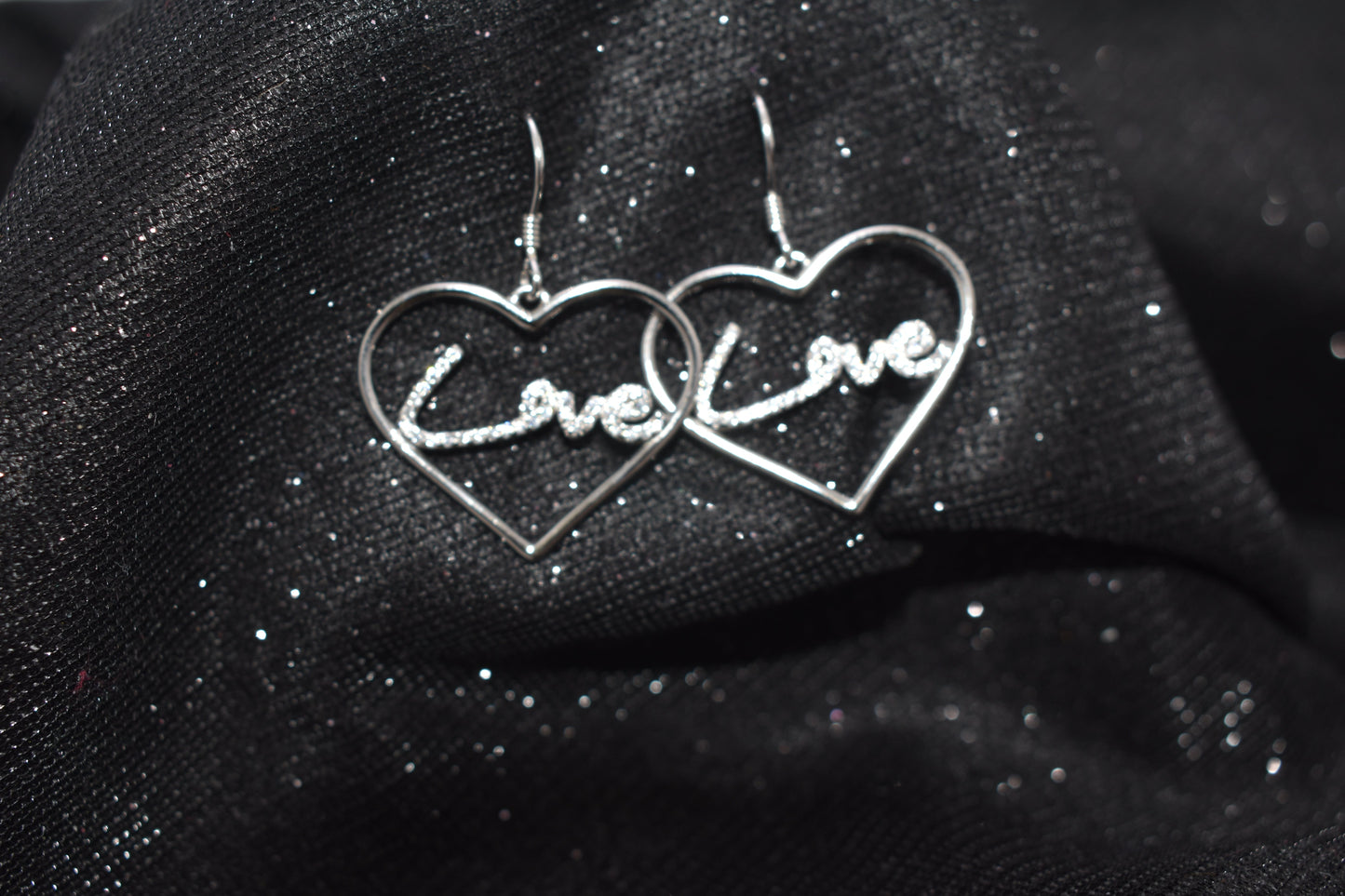 Heart-Shaped "Love" Drop Earrings