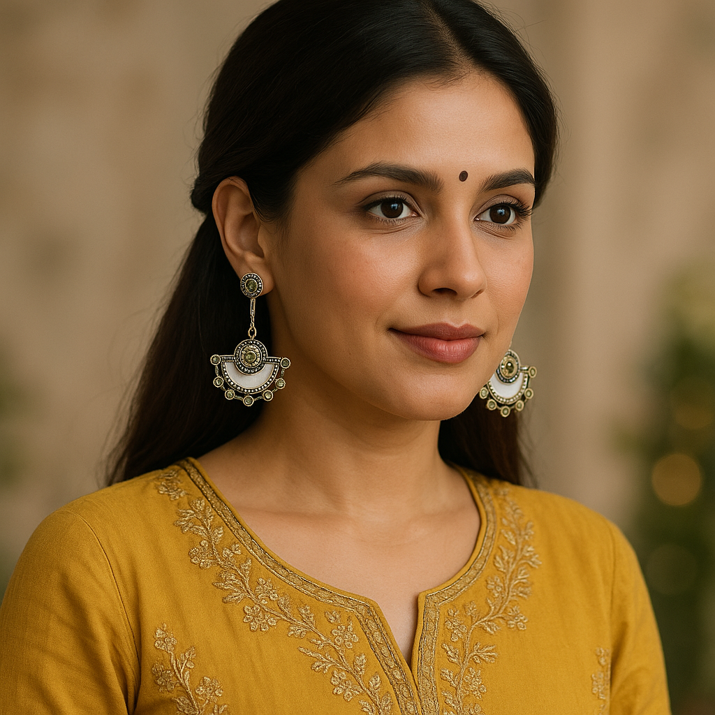 Antique Half-Moon Chandbali Earrings