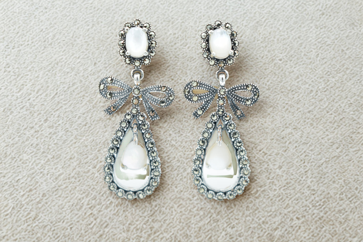 Pearl Bow Drop Earrings