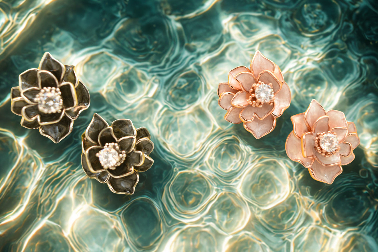 Frosted Floral Crystal Stud Earrings