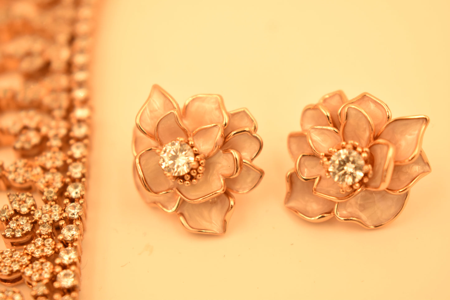 Frosted Floral Crystal Stud Earrings