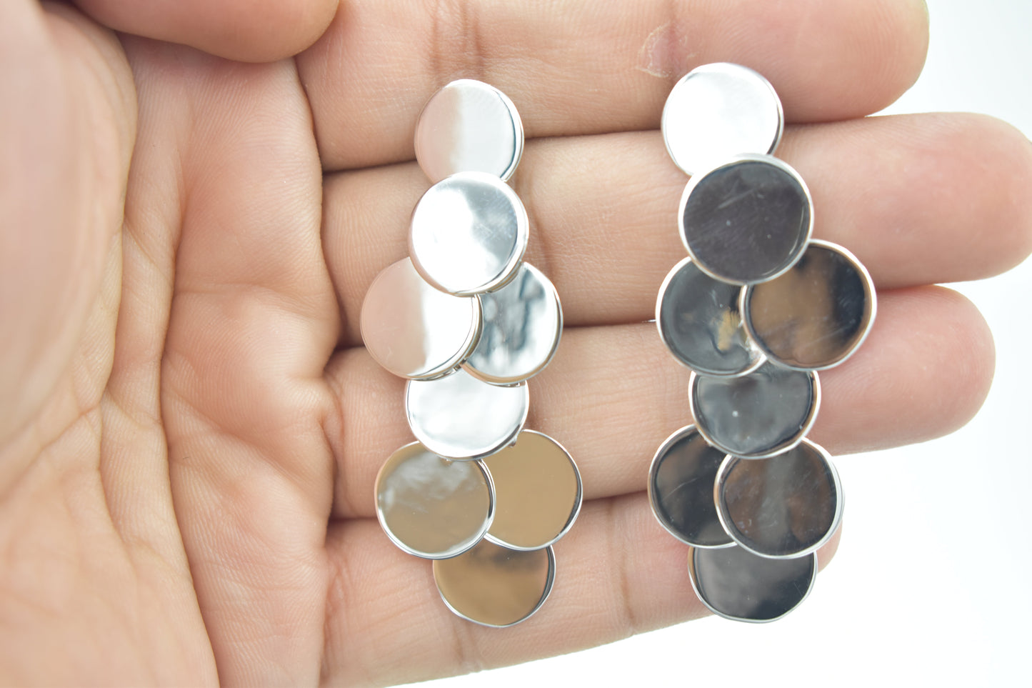 Layered Disc Dangle Earrings