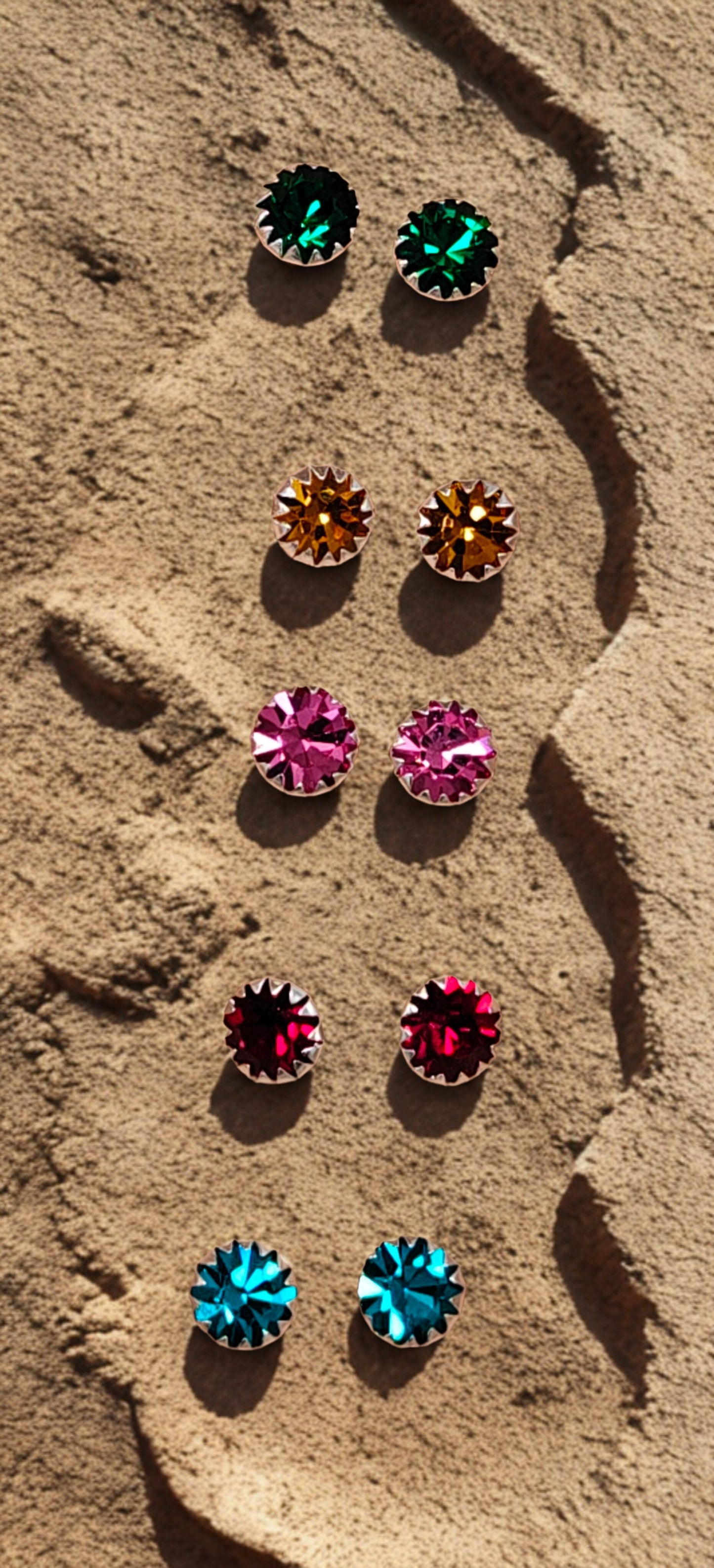 Colorful Crystal Stud Earrings Set