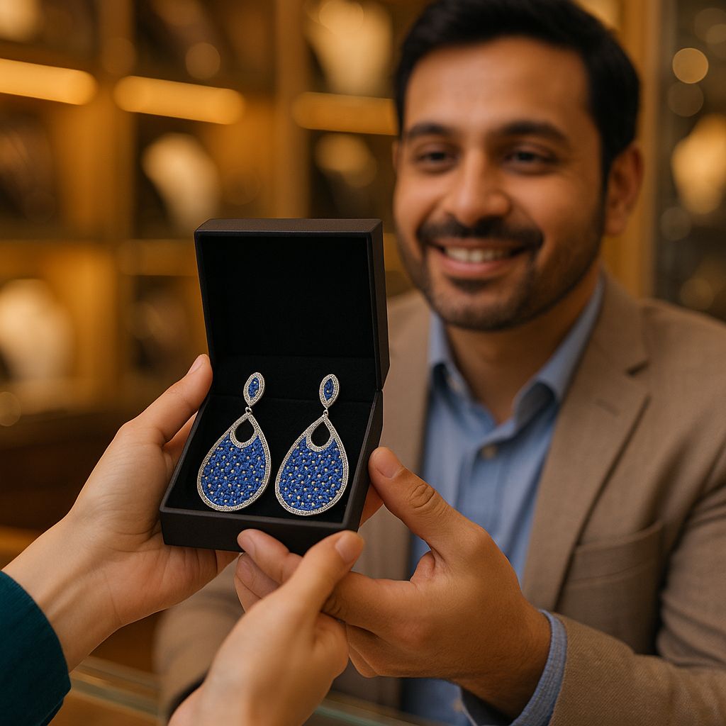 Blue CZ Dangle Earrings