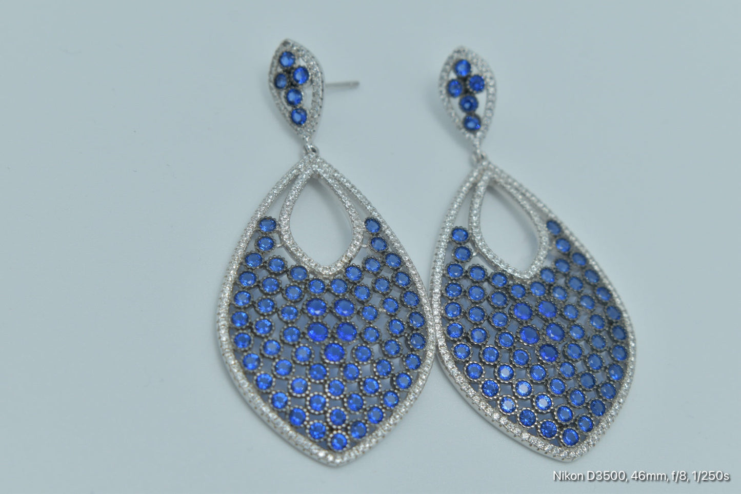 Blue CZ Dangle Earrings
