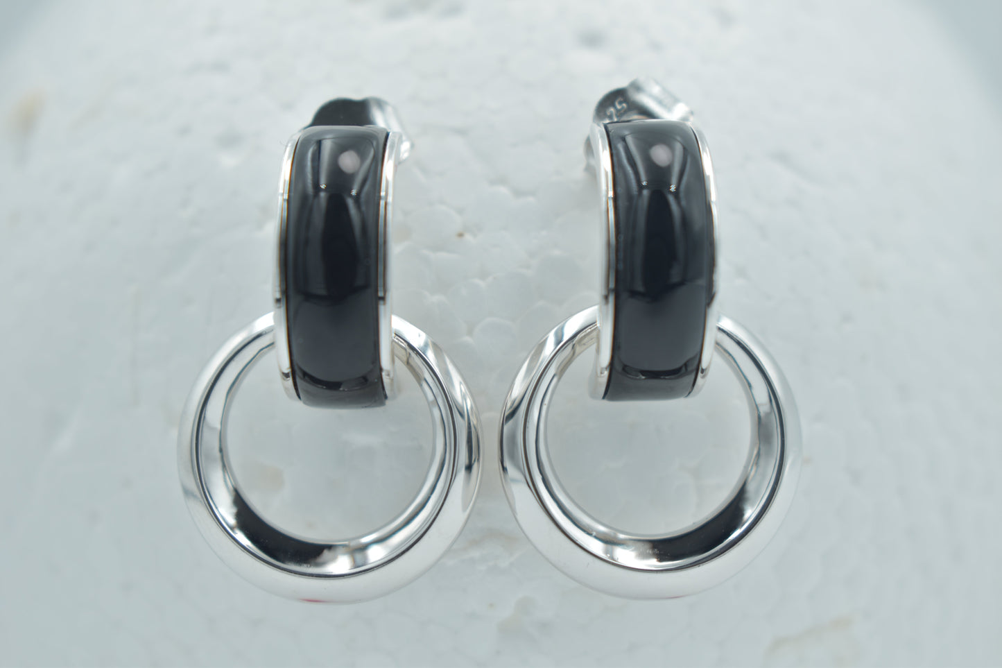 Elegant Black and Silver Hoop Earrings
