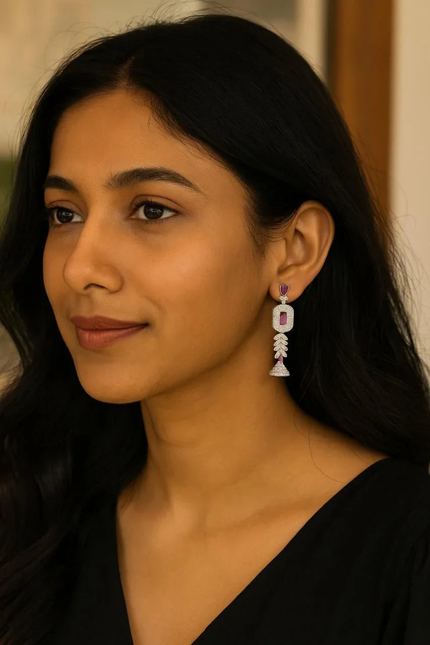 Pink Stone Drop Earrings - Miora