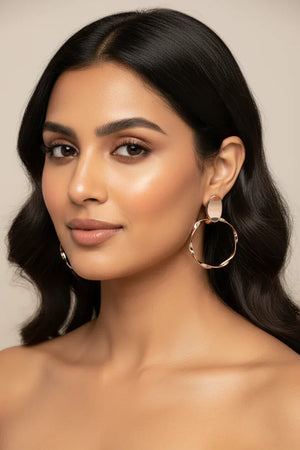 Rose Gold Plated Twisted Hoop Earrings - Miora