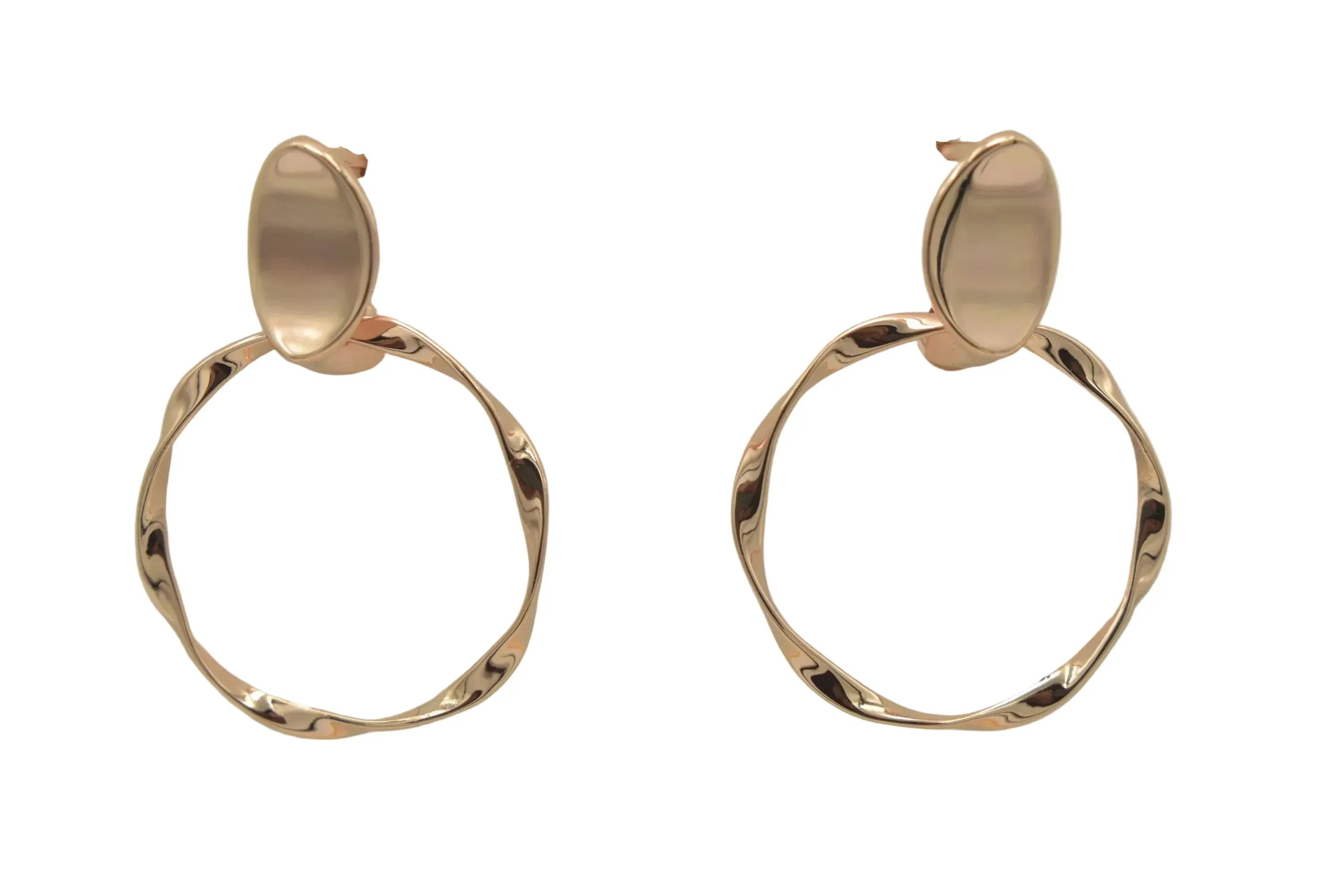 Rose Gold Plated Twisted Hoop Earrings - Miora