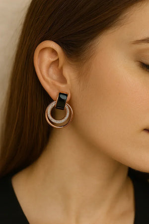 Rose Gold Triple Hoop Earrings - Miora
