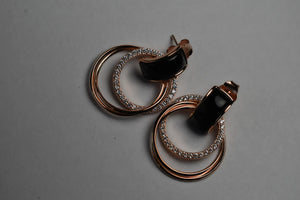 Rose Gold Triple Hoop Earrings - Miora