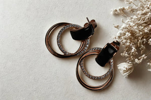 Rose Gold Triple Hoop Earrings - Miora