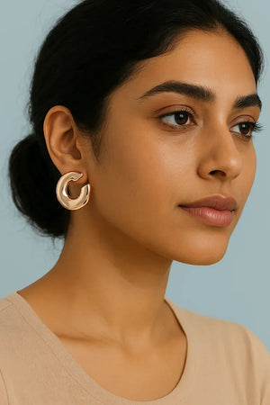 Rose Gold Abstract Hoop Earrings - Miora