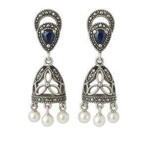 Blue Stone Jhumka Earrings - Miora