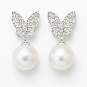Butterfly Pearl Drop Earrings - Miora