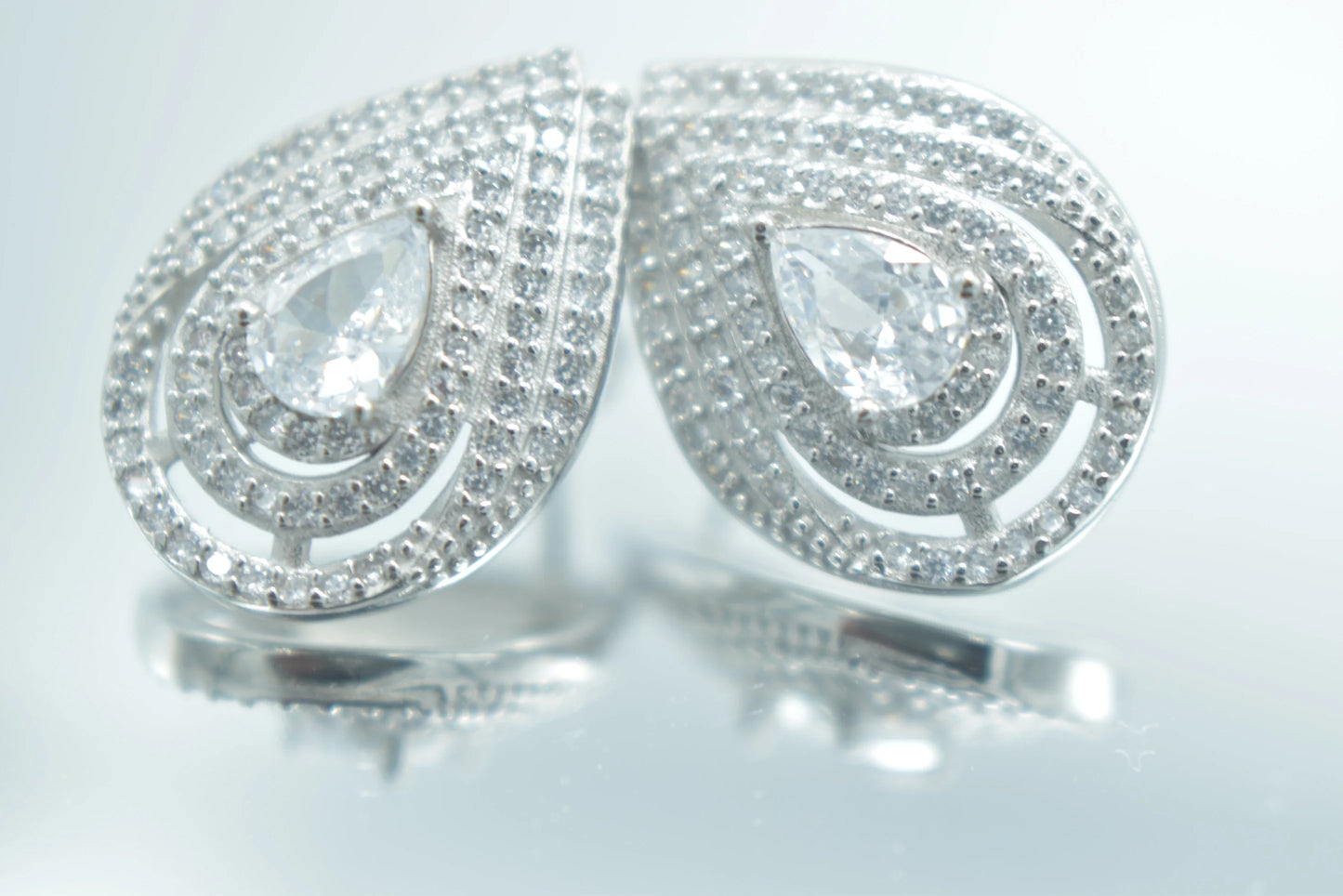 Pear Drop Halo Earrings