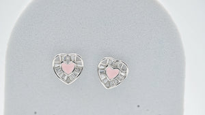 Pink Heart CZ Earrings - Miora