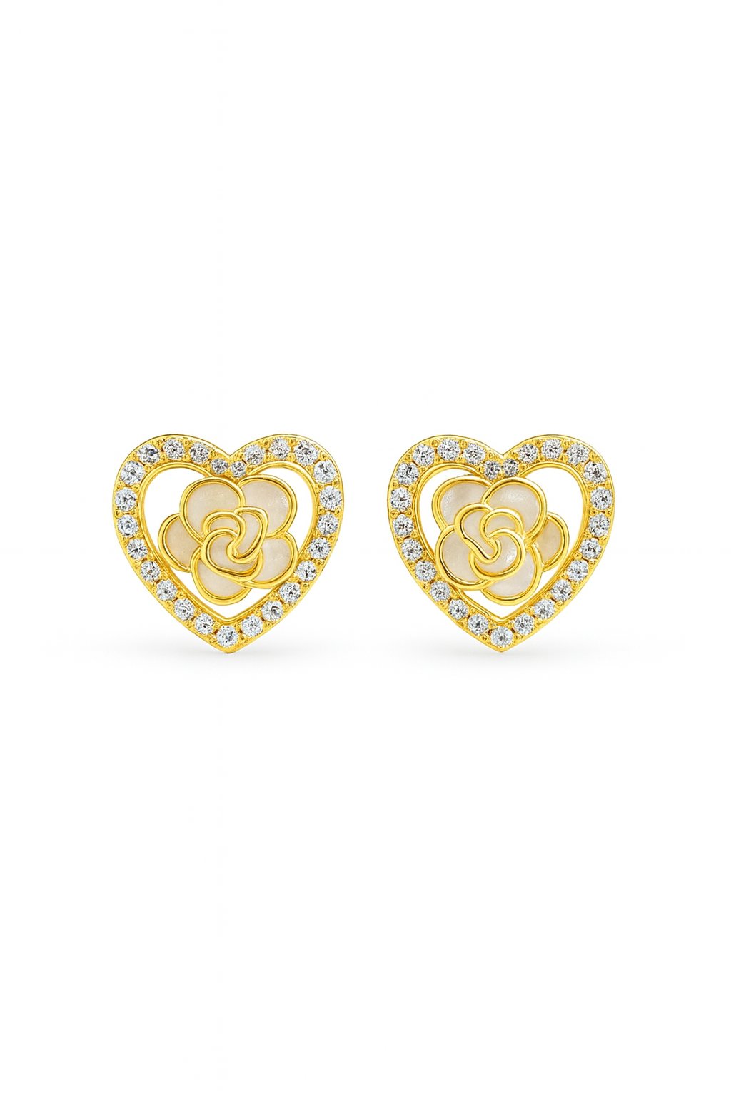Kids Teenagers Heart Flower Earrings