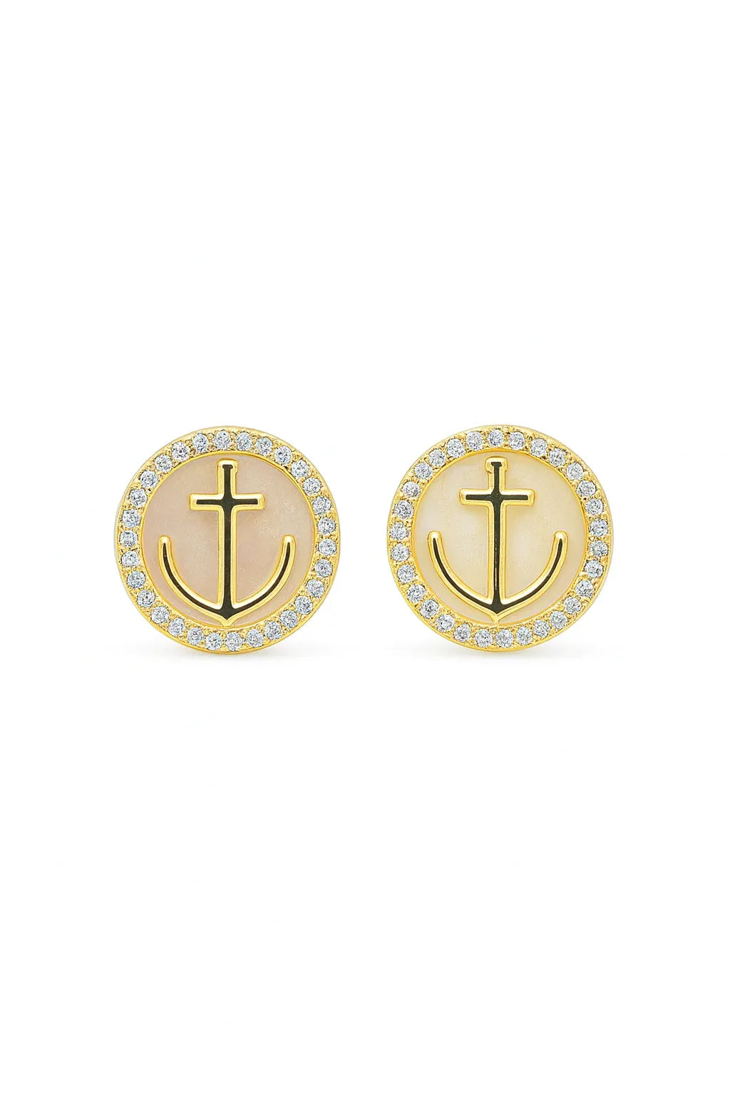Anchor Stud Earrings | Mother of Pearl - Miora