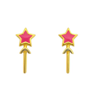 Pink Star Wand Stud Earrings - Miora