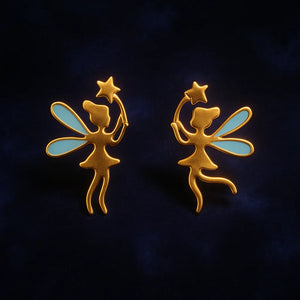Blue Enamel Fairy Star Stud Earrings - Miora