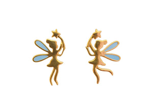 Blue Enamel Fairy Star Stud Earrings - Miora