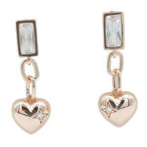 Rose Gold Heart Drop Earrings - Miora