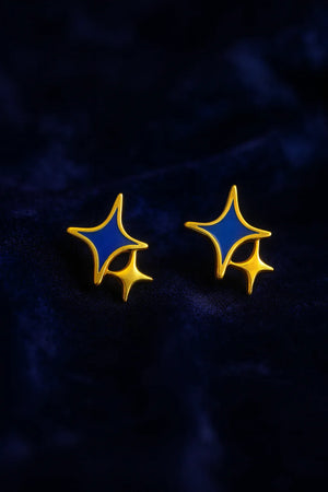 Midnight Blue Star Enamel Stud Earrings - Miora